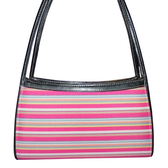 Kate Spade New York Vintage Y2K Pink Striped Structured Canvas & Leather handbag - Picture 2 of 11